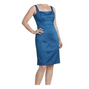 JAX Dress Womens Size 10 Blue Sleeveless Pencil Sheath Ruche Lined Cocktail NWT